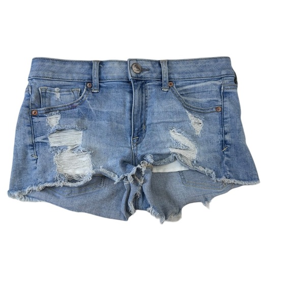 American Eagle .  Outfitters Blue Distressed Jean Shorts - Picture 1 of 8